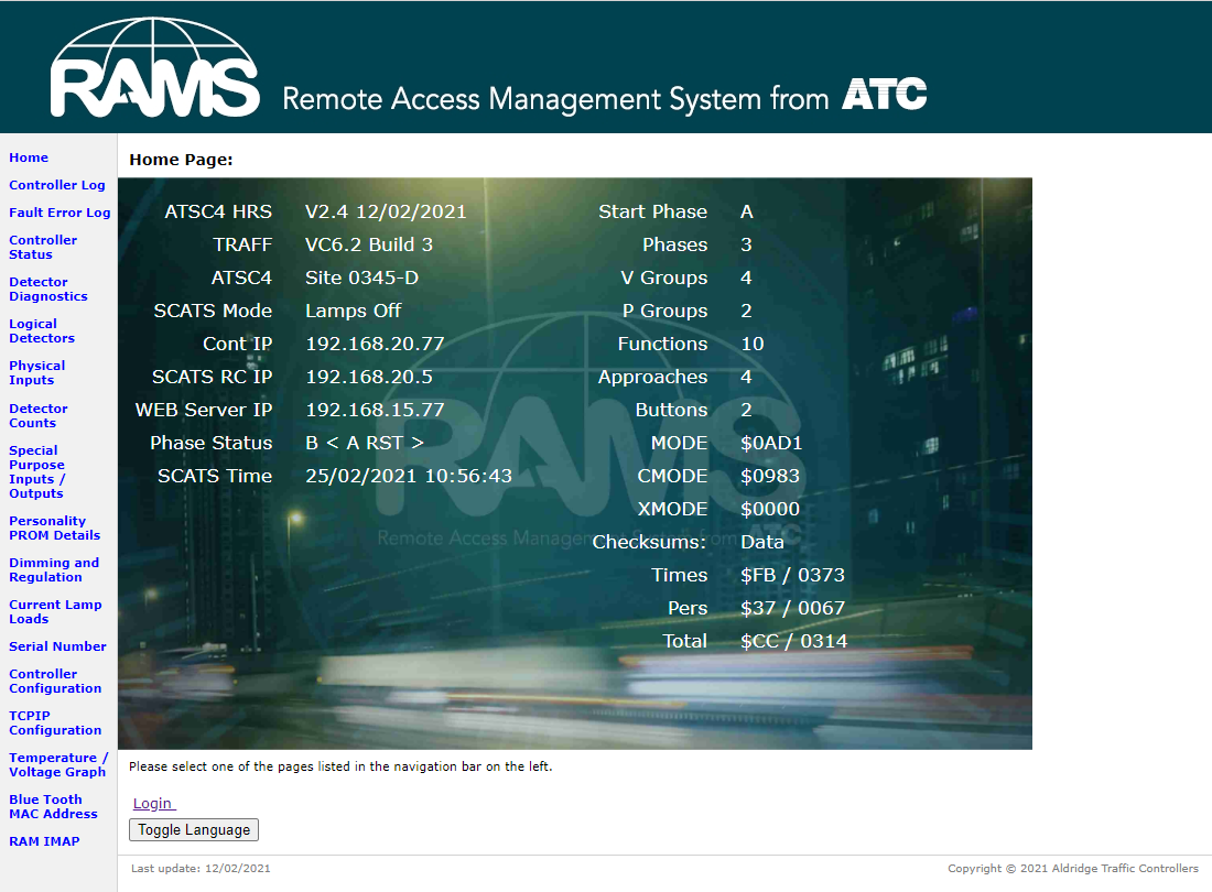 RAMS remote access management system interface