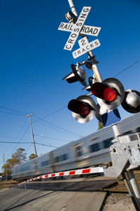 Level Railway Crossing with train